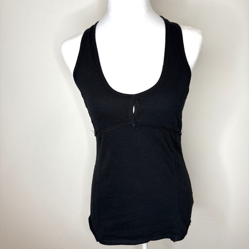 Alo Yoga Racerback Tank Top Women's S Black Keyhole‎ Gym Workout Sporty Preppy